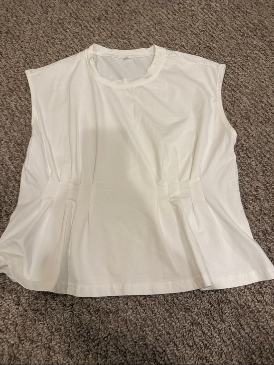 Amazon Tops - Amazon White Sleeveless Pleated Tank Top